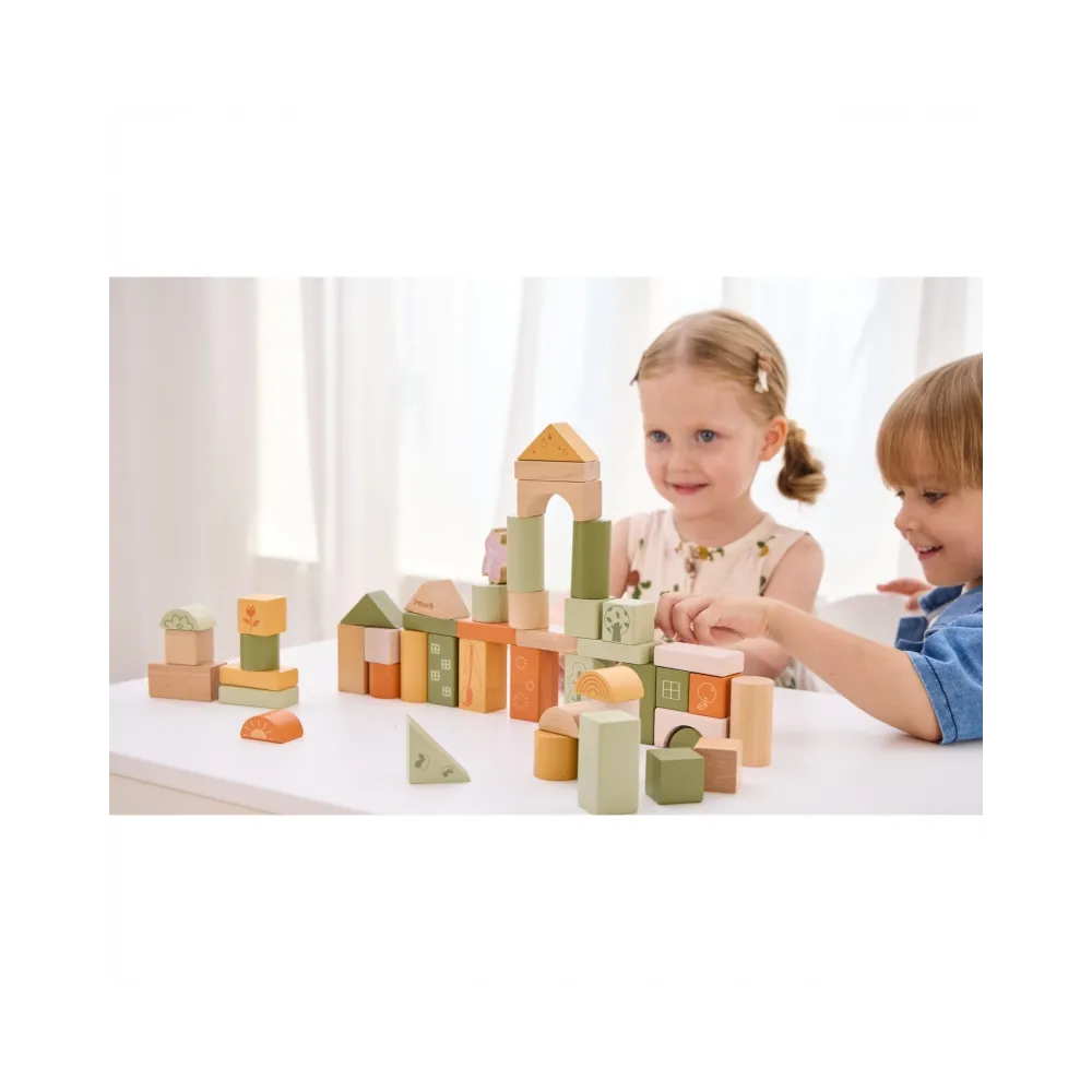 VIGA PolarB Drewniane Klocki Bloki Montessori Zwierzęta 50 el.