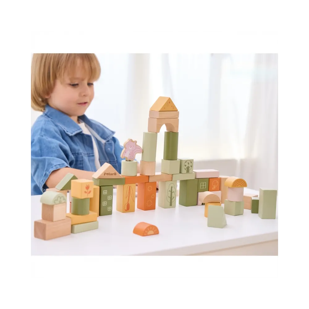 VIGA PolarB Drewniane Klocki Bloki Montessori Zwierzęta 50 el.