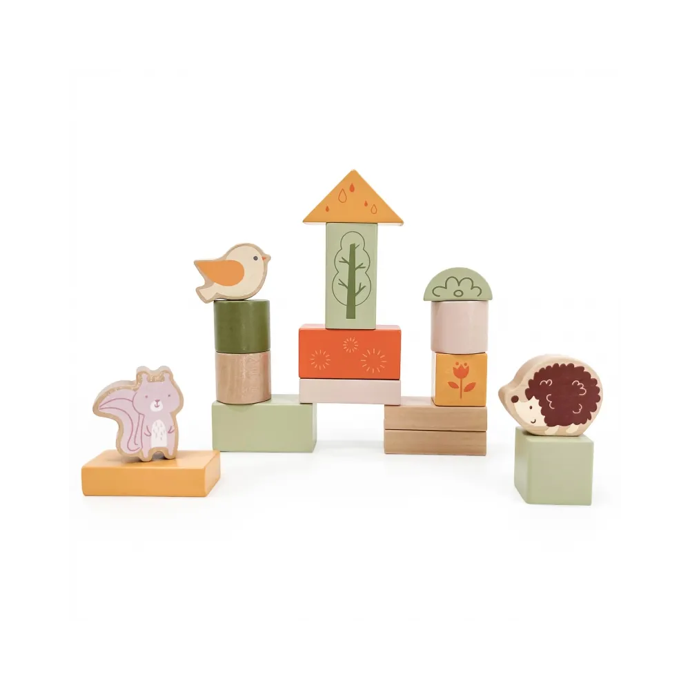 VIGA PolarB Drewniane Klocki Bloki Montessori Zwierzęta 50 el.