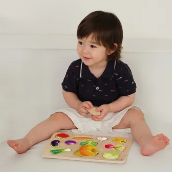 CLASSIC WORLD Układanka Drewniana Edukacyjna Warzywa Montessori 7el.