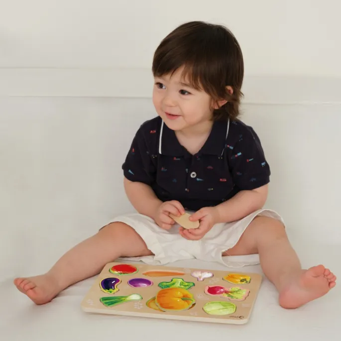 Drewniane elementy warzyw do nauki kolorów