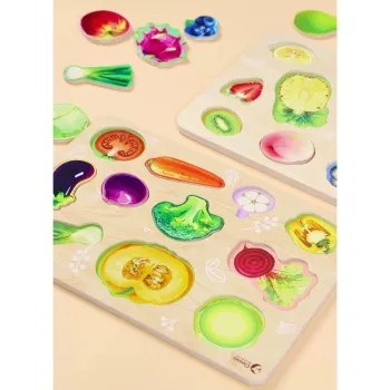 Zestaw Montessori z drewnianymi warzywami