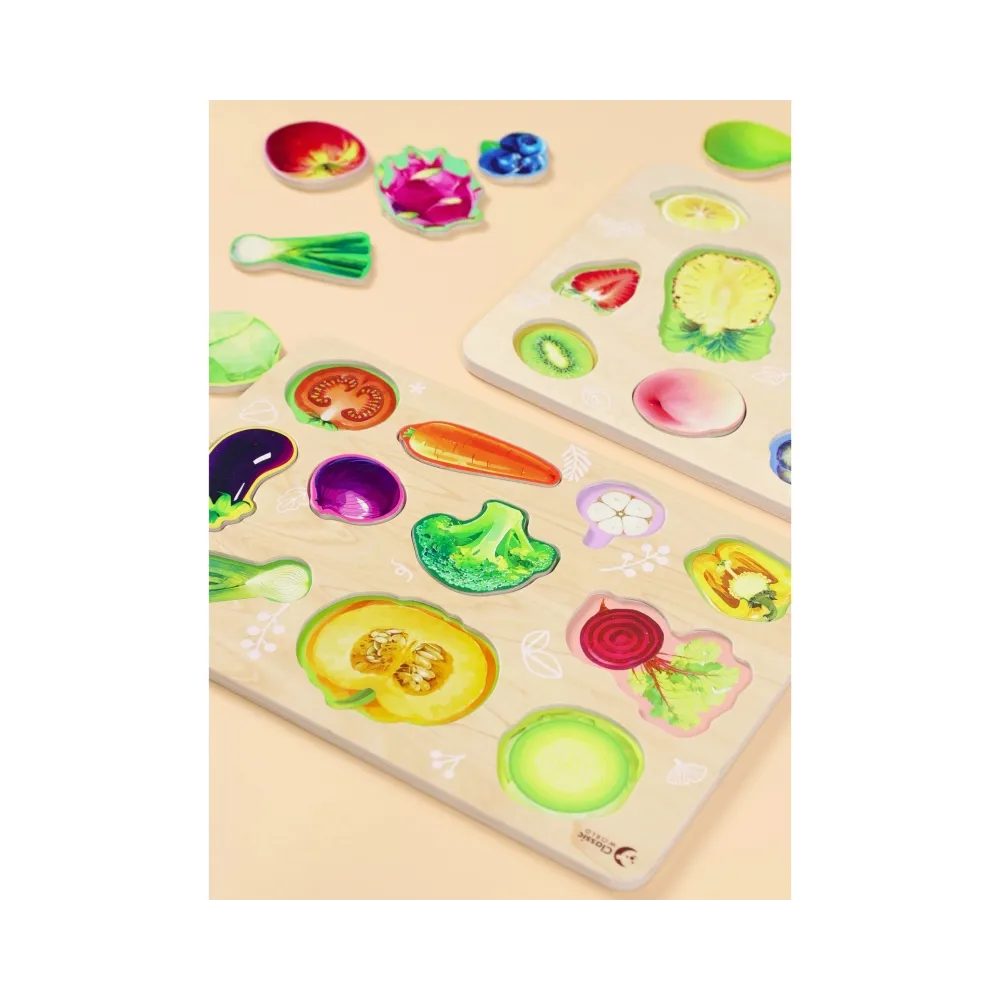 Zestaw Montessori z drewnianymi warzywami