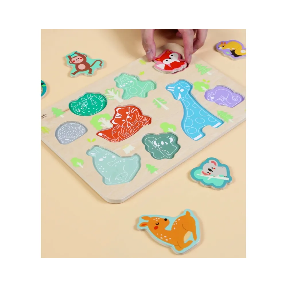 Kolorowe zwierzątka dopasowywane do planszy z wysokiej jakości drewna