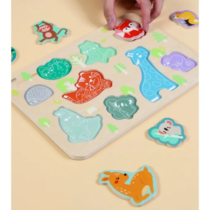 Kolorowe zwierzątka dopasowywane do planszy z wysokiej jakości drewna