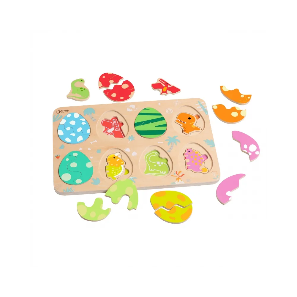 Drewniana układanka z dinozaurami dla dzieci