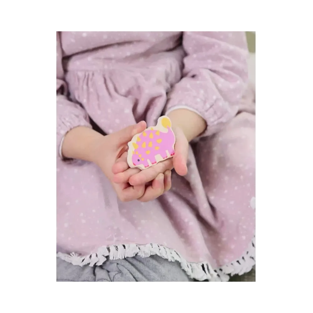 Trójwarstwowa układanka dinozaurów w kolorach