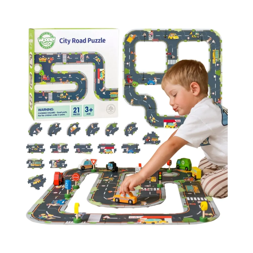 WOOPIE GREEN Droga Puzzle dla Dzieci Autostrada Makieta 21 el. Certyfikat FSC