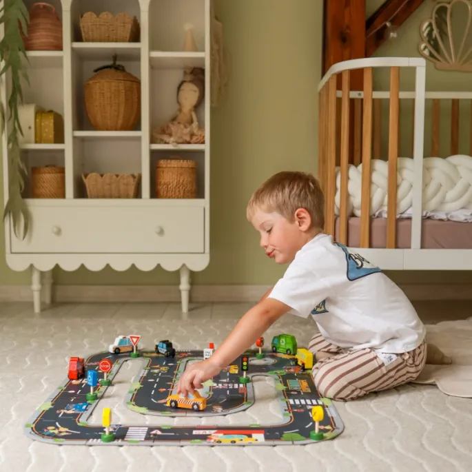 Realistyczne ilustracje dróg i ulic w zestawie puzzli.