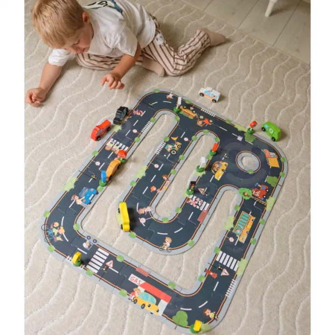 Puzzle dla dzieci z książeczką do nauki planowania tras.