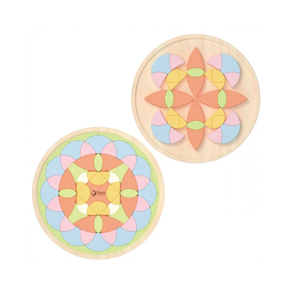 CLASSIC WORLD Pastelowa Mandala Układanka Montessori Mozaika Kwiaty