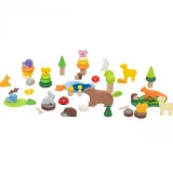 VIGA Drewniane Klocki Kolorowe Leśne Opowieści Pudełko 58el.