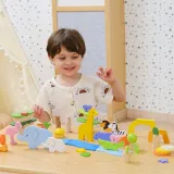 VIGA Drewniane Klocki Kolorowe Opowieści Tropikalne Pudełko 55el.