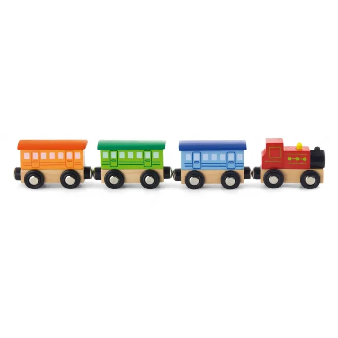 Drewniany pociąg z magnesami dla małych miłośników kolejek