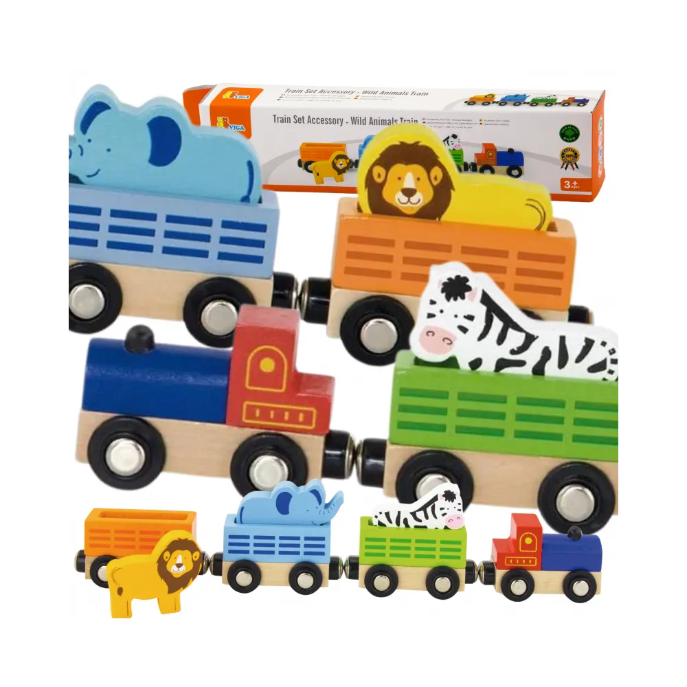 VIGA Zestaw akcesoriów do kolejki - pociąg z dzikimi zwierzętami ZOO