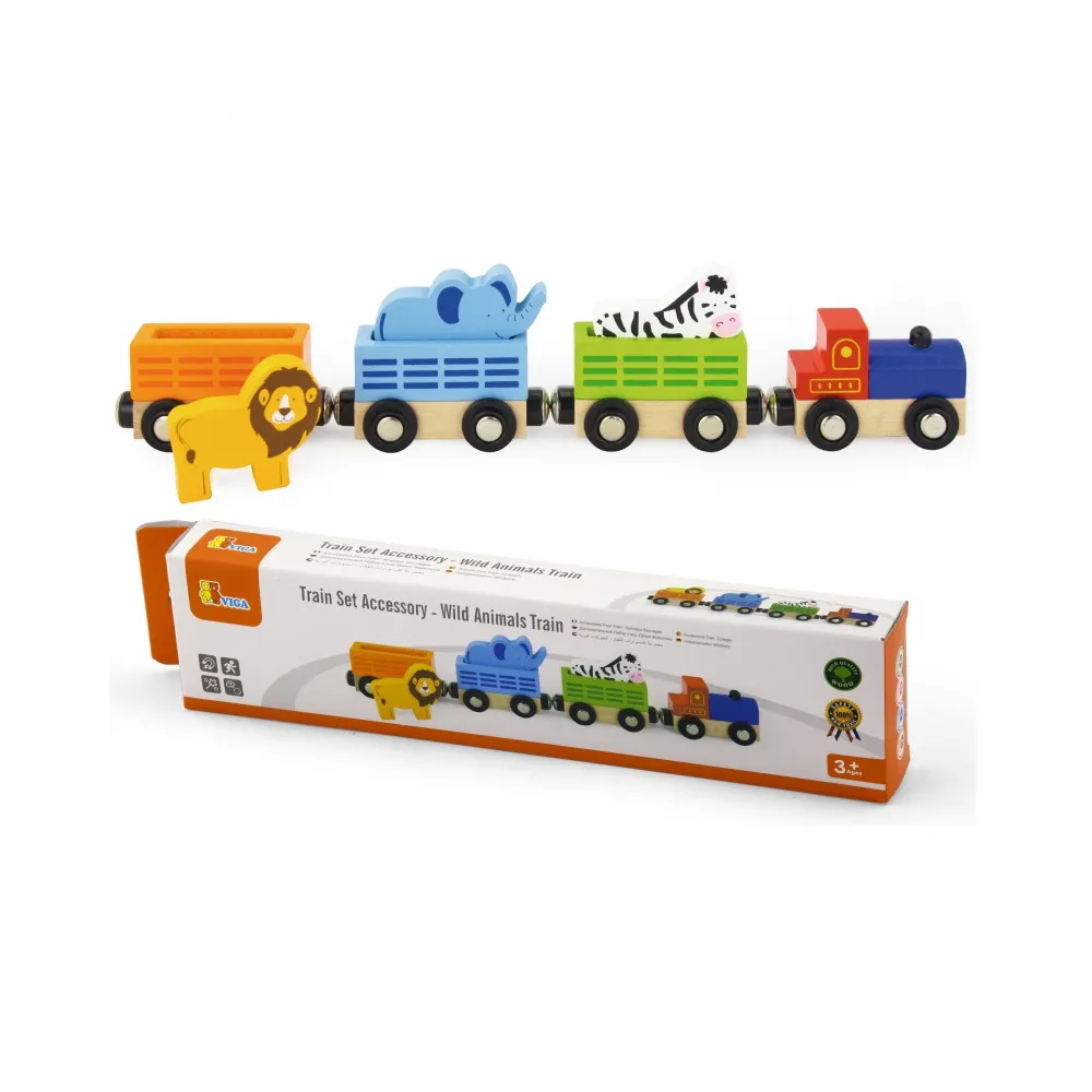 VIGA Zestaw akcesoriów do kolejki - pociąg z dzikimi zwierzętami ZOO