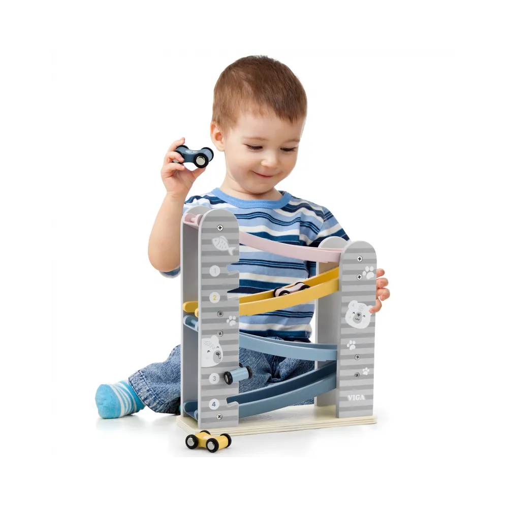 VIGA PolarB Drewniana Zjeżdżalnia Dla Samochodzików Tor Wyścigowy