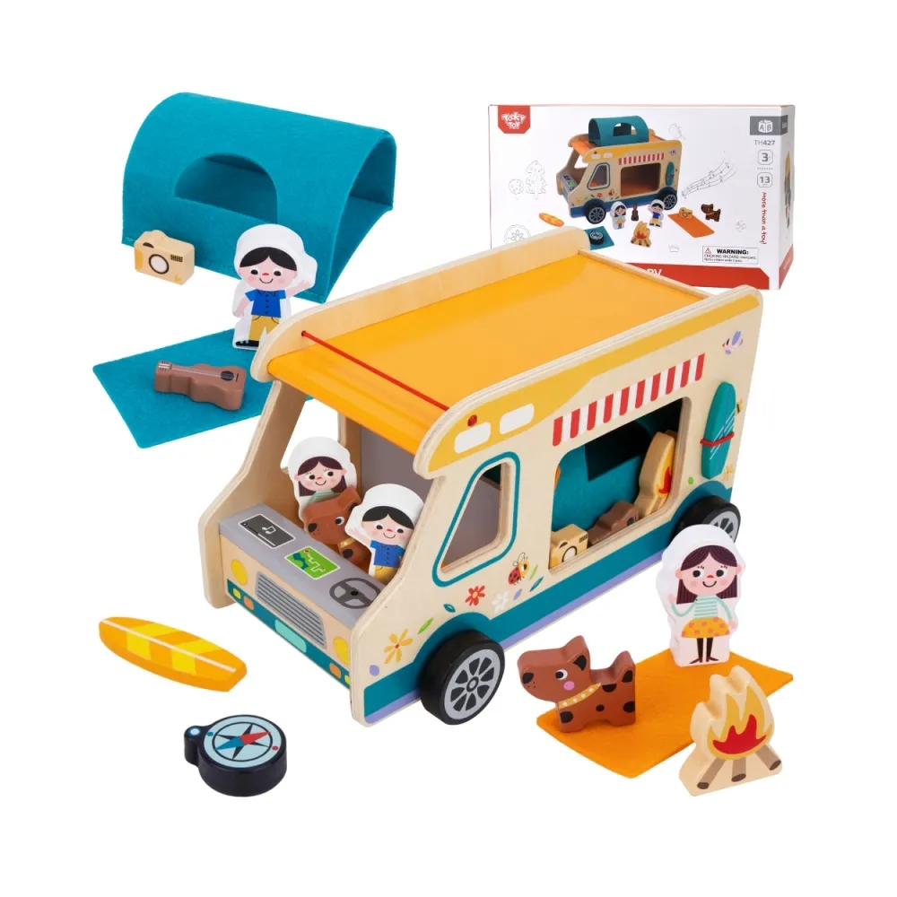 TOOKY TOY Drewniany Kamper Postacie Kemping