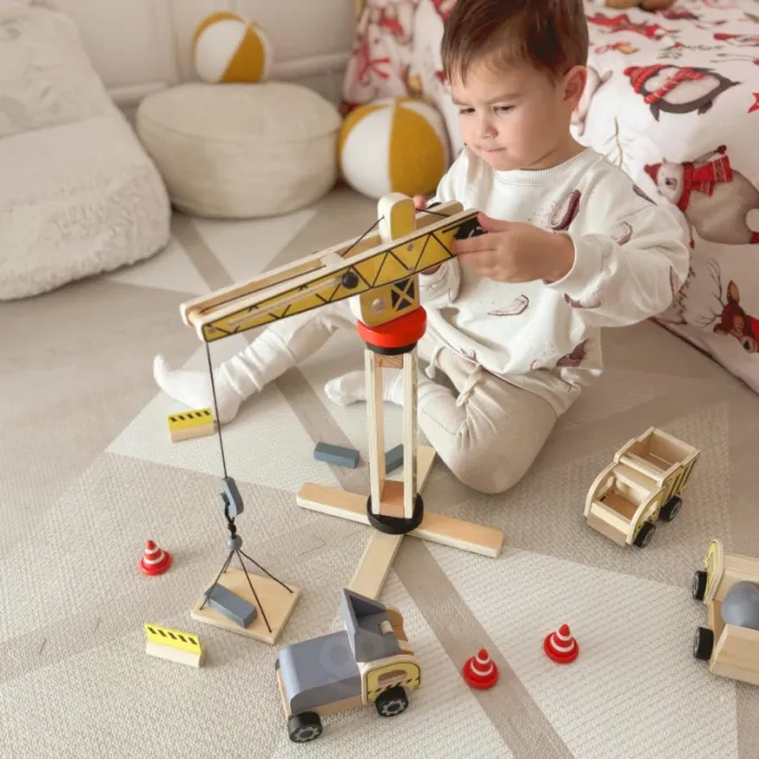 Realistyczna mata placu budowy do zabawy i nauki.