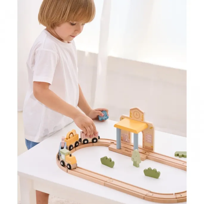 Solidna drewniana kolejka z dźwiękiem od Viga PolarB.