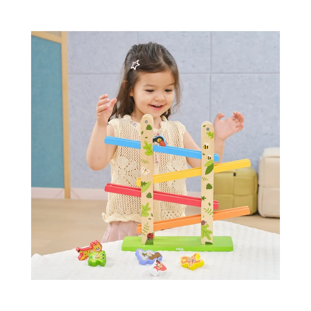 VIGA Drewniana Zjeżdżalnia dla Zwierzątek Dżungla 7 el.