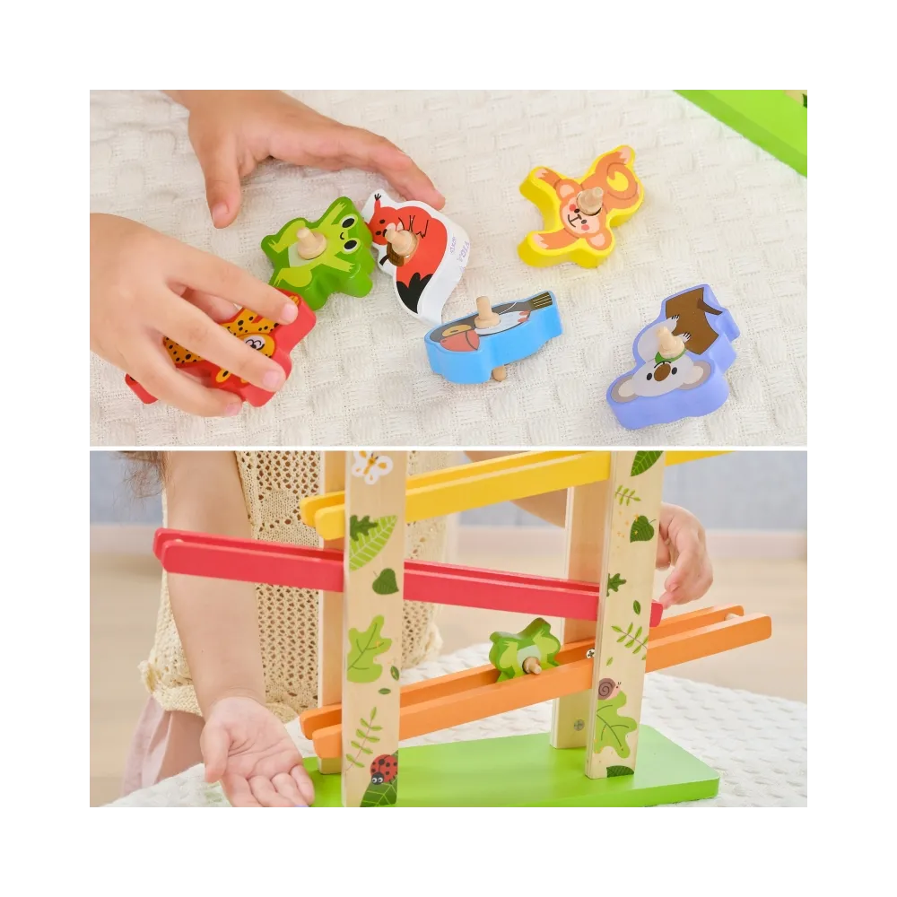 VIGA Drewniana Zjeżdżalnia dla Zwierzątek Dżungla 7 el.