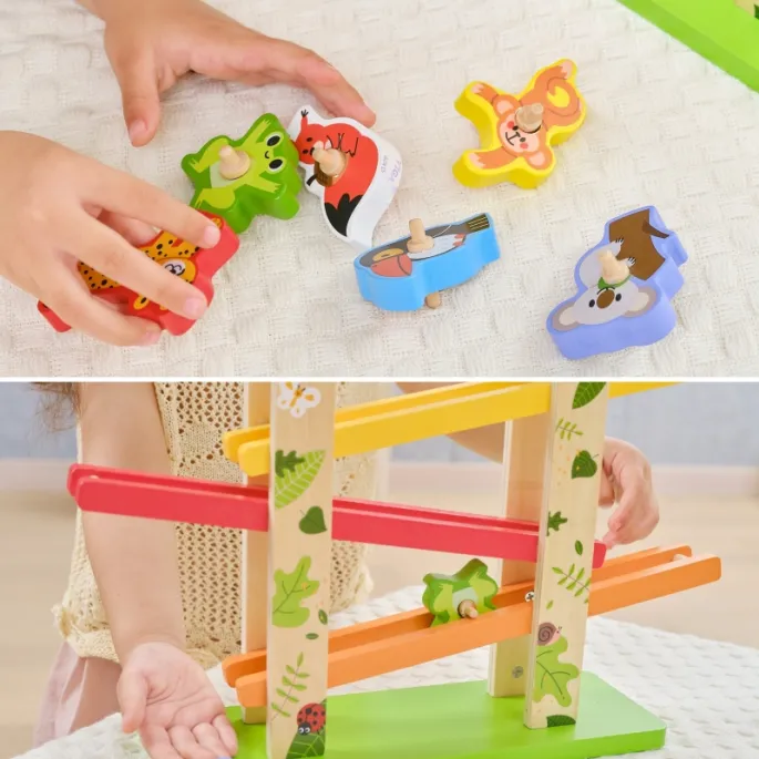 Tory do zjeżdżania dla zwierzątek, zabawka VIGA Dżungla 7 elementów