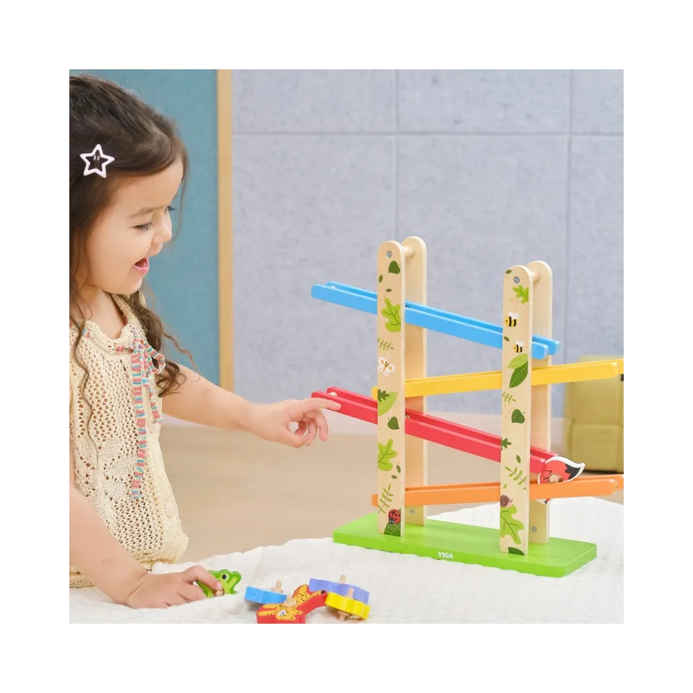 VIGA Drewniana Zjeżdżalnia dla Zwierzątek Dżungla 7 el.