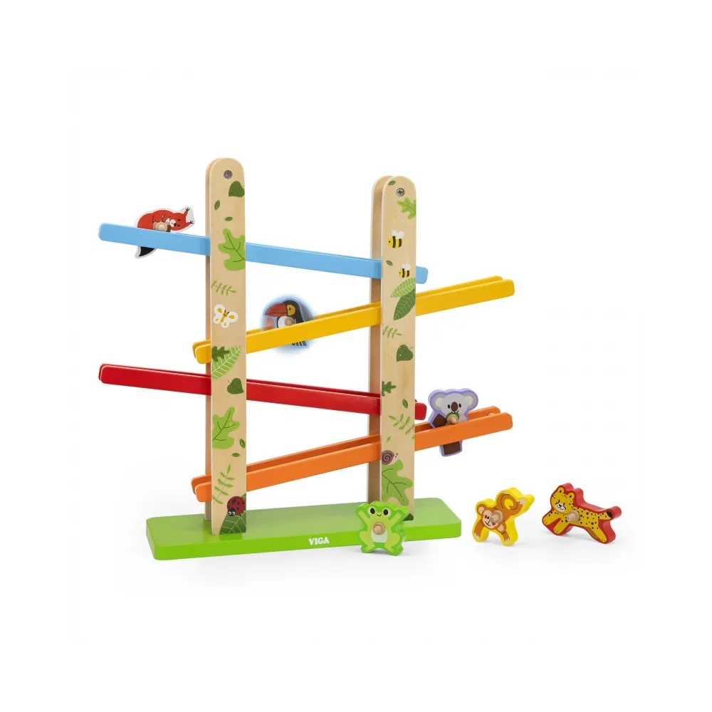 VIGA Drewniana Zjeżdżalnia dla Zwierzątek Dżungla 7 el.