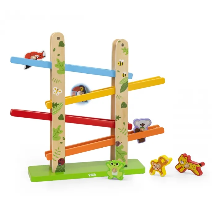 Stabilna i bezpieczna zjeżdżalnia dla dzieci od 18 miesięcy z motywem zwierząt