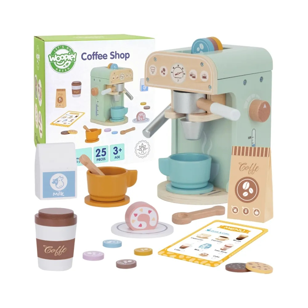 WOOPIE GREEN Drewniany Ekspres do Kawy Cukiernia Barista 25 el.