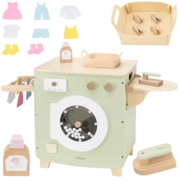 Drewniana pralka PolarB z akcesoriami do zabawy dla dzieci