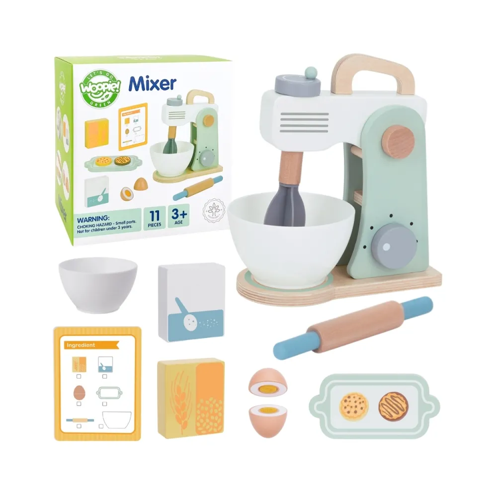 WOOPIE GREEN Drewniany Mikser Kuchenny Blender z Akcesoriami 11 el.