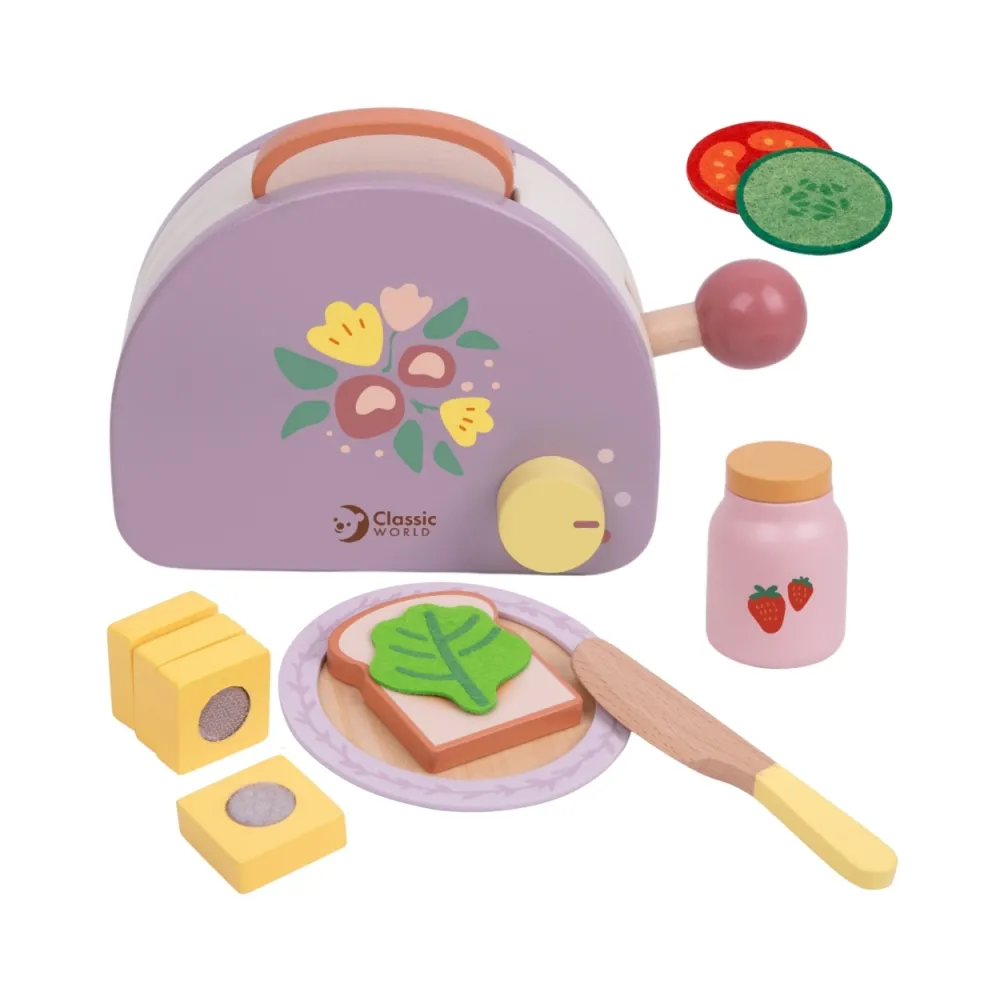 CLASSIC WORLD Drewniany Toster Śniadaniowy z Akcesoriami 13 el.