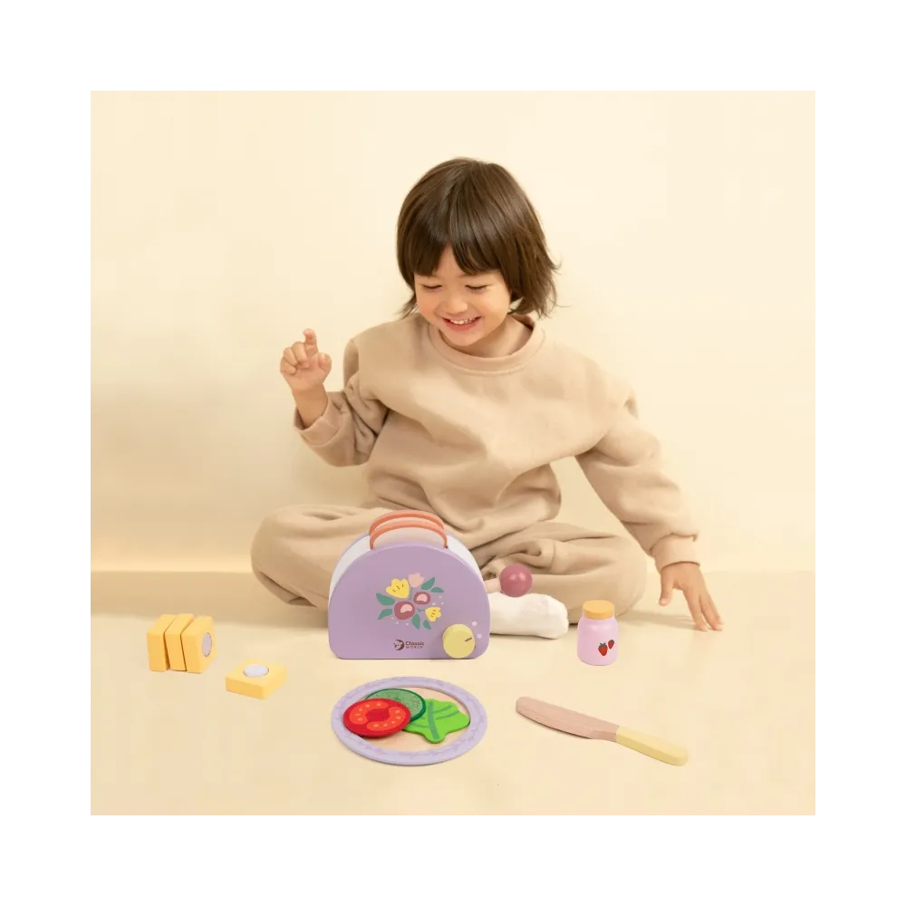 CLASSIC WORLD Drewniany Toster Śniadaniowy z Akcesoriami 13 el.