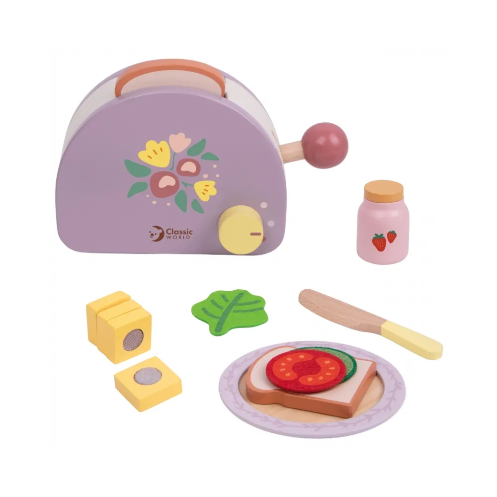 CLASSIC WORLD Drewniany Toster Śniadaniowy z Akcesoriami 13 el.