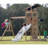 AXI Drewniany Duży Plac Zabaw Huśtawki Zjeżdżalnia Wieża + Piaskownica - Biały