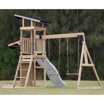 AXI Drewniany Duży Plac Zabaw Huśtawki Zjeżdżalnia Wieża + Piaskownica - Biały