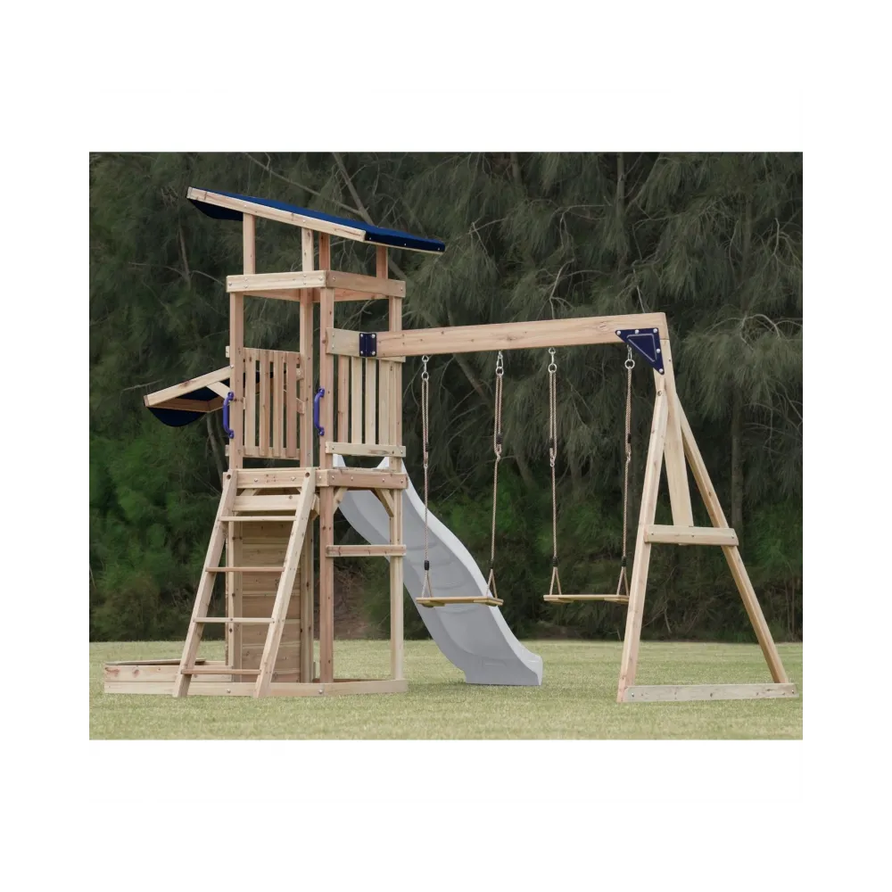 AXI Drewniany Duży Plac Zabaw Huśtawki Zjeżdżalnia Wieża + Piaskownica - Biały