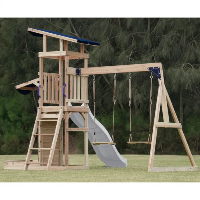AXI Drewniany Duży Plac Zabaw Huśtawki Zjeżdżalnia Wieża + Piaskownica - Biały