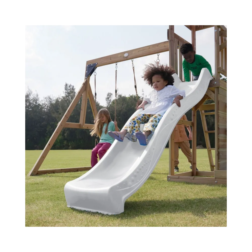 AXI Drewniany Duży Plac Zabaw Huśtawki Zjeżdżalnia Wieża + Piaskownica - Biały