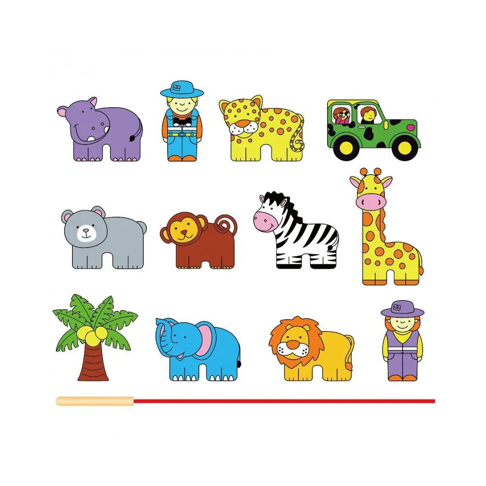 VIGA Drewniana Nawlekanka Przeplatanka Klocki Safari ZOO
