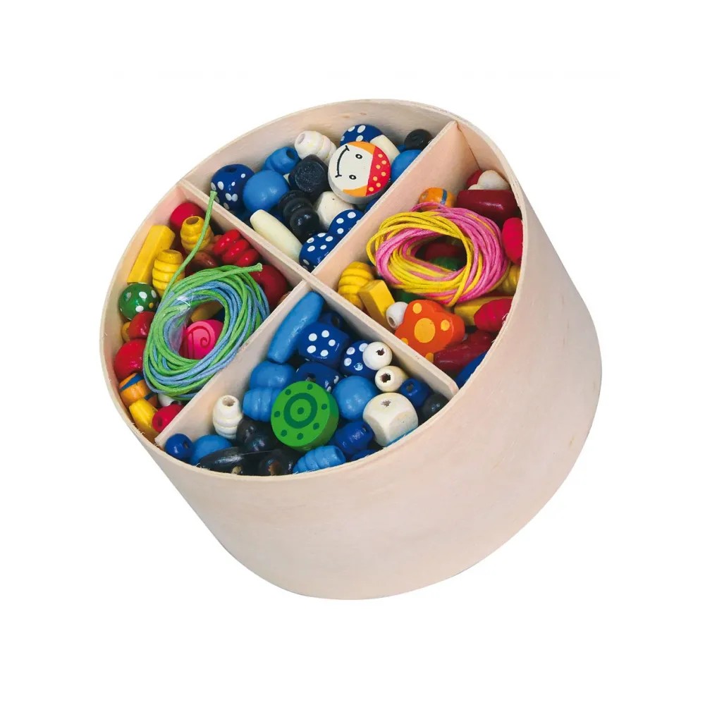 VIGA Zestaw Drewniane Koraliki do nawlekania 608 Elementów Pudełko