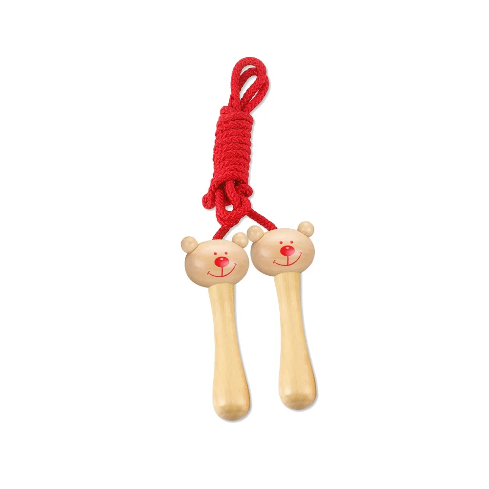 Kolorowa skakanka drewniana dla chłopców i dziewczynek – motyw misia