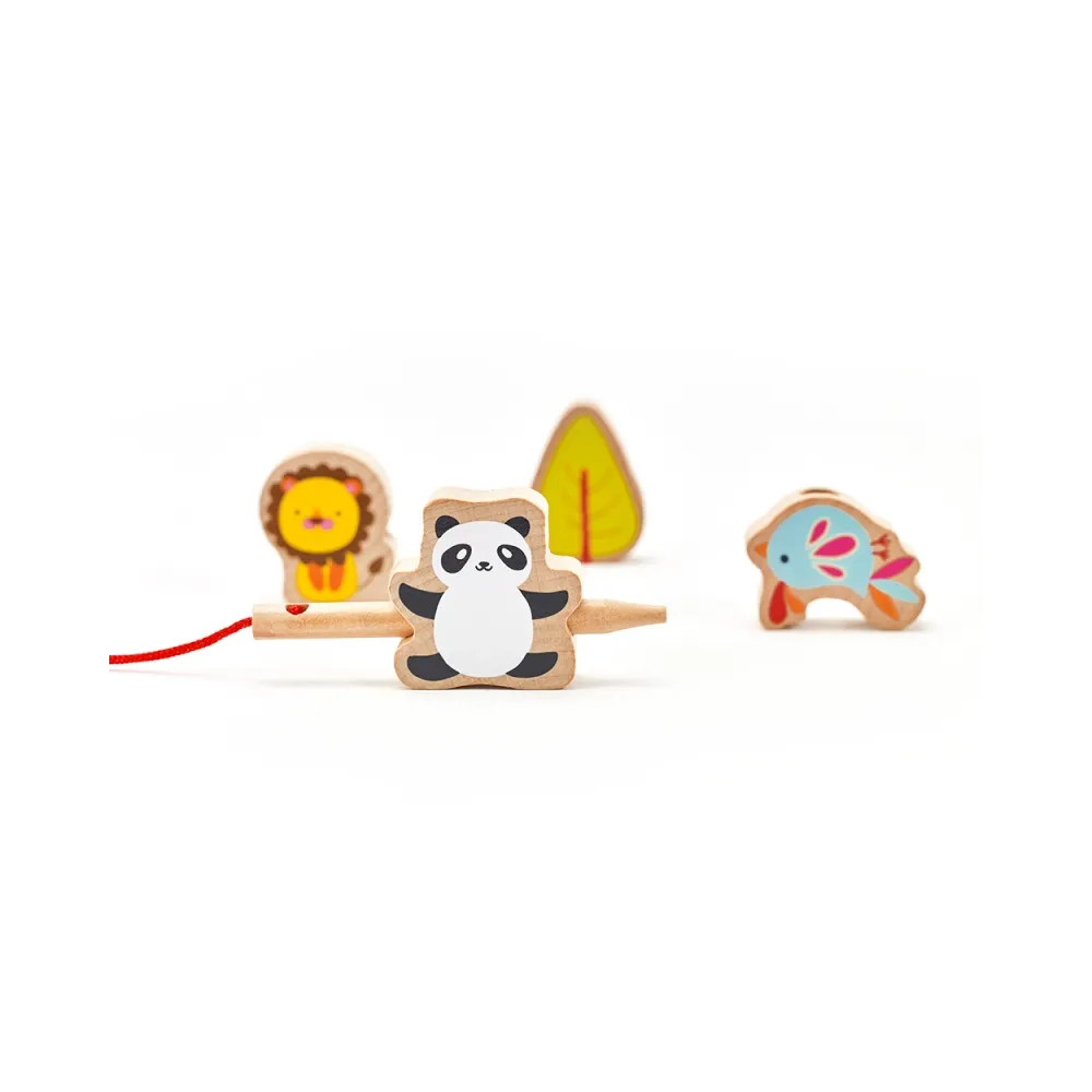 CLASSIC WORLD Drewniane Klocki do Nawlekania ZOO 13 el.