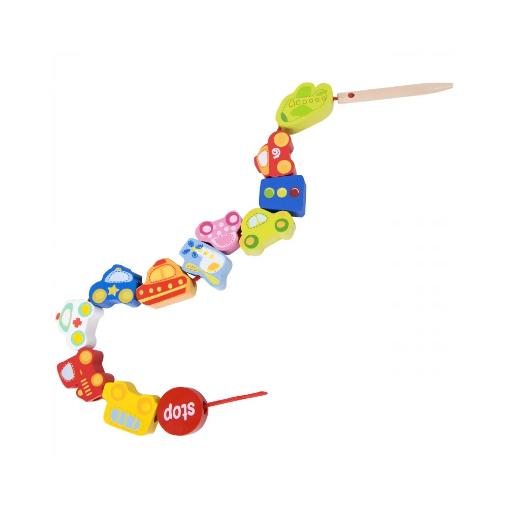 CLASSIC WORLD Drewniane Klocki do Nawlekania Ruch Drogowy 13 el.