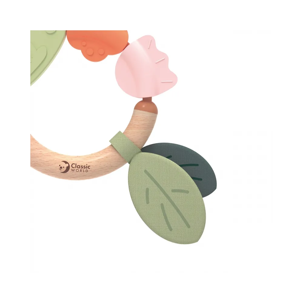 CLASSIC WORLD Drewniana Grzechotka Sensoryczna Gryzak 2w1