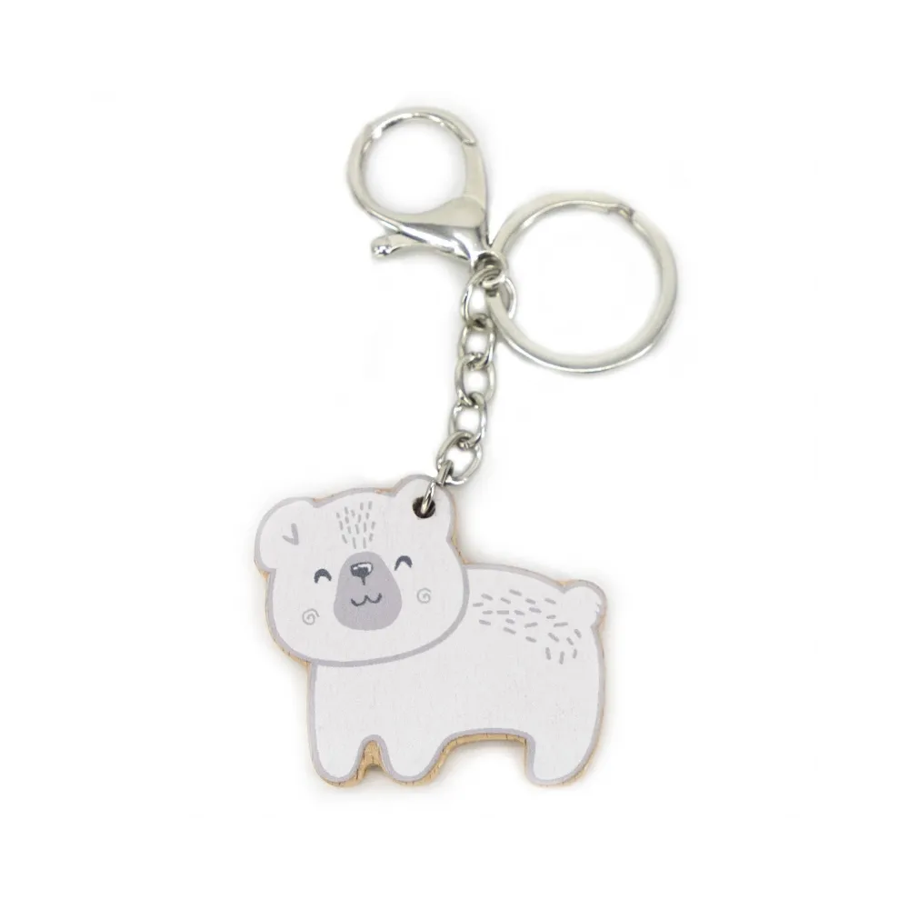 VIGA PolarB Drewniany Breloczek Biały Miś Brelok