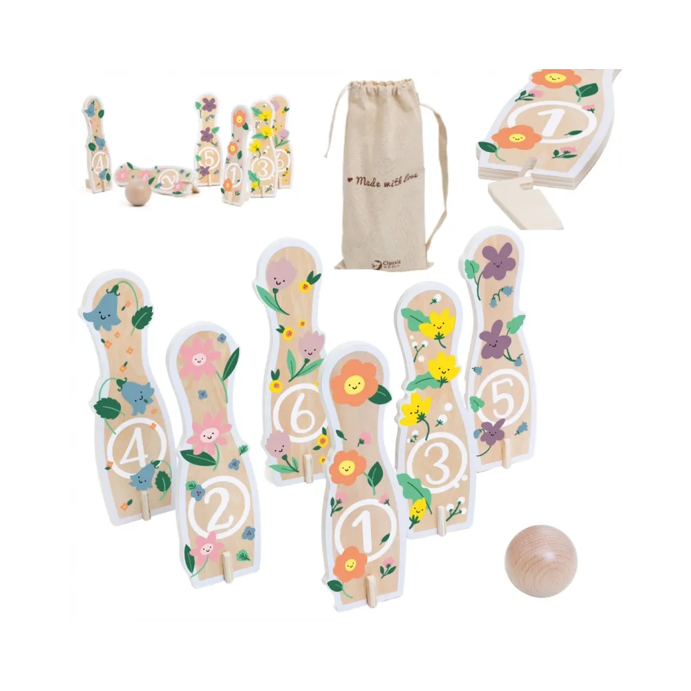 CLASSIC WORLD Wooden Bowling Game for Children 6 pcs + Ball