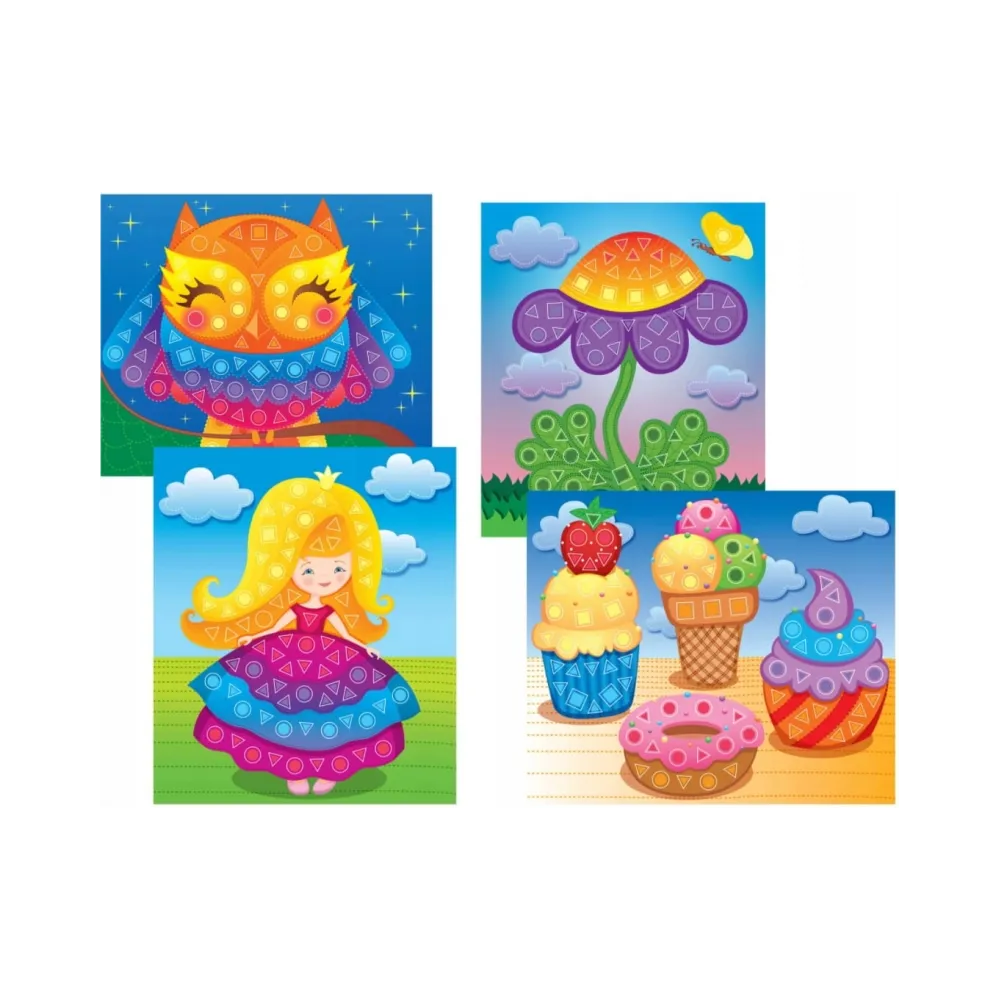 Zestaw do wyklejania z piankowymi naklejkami w różnych kształtach.